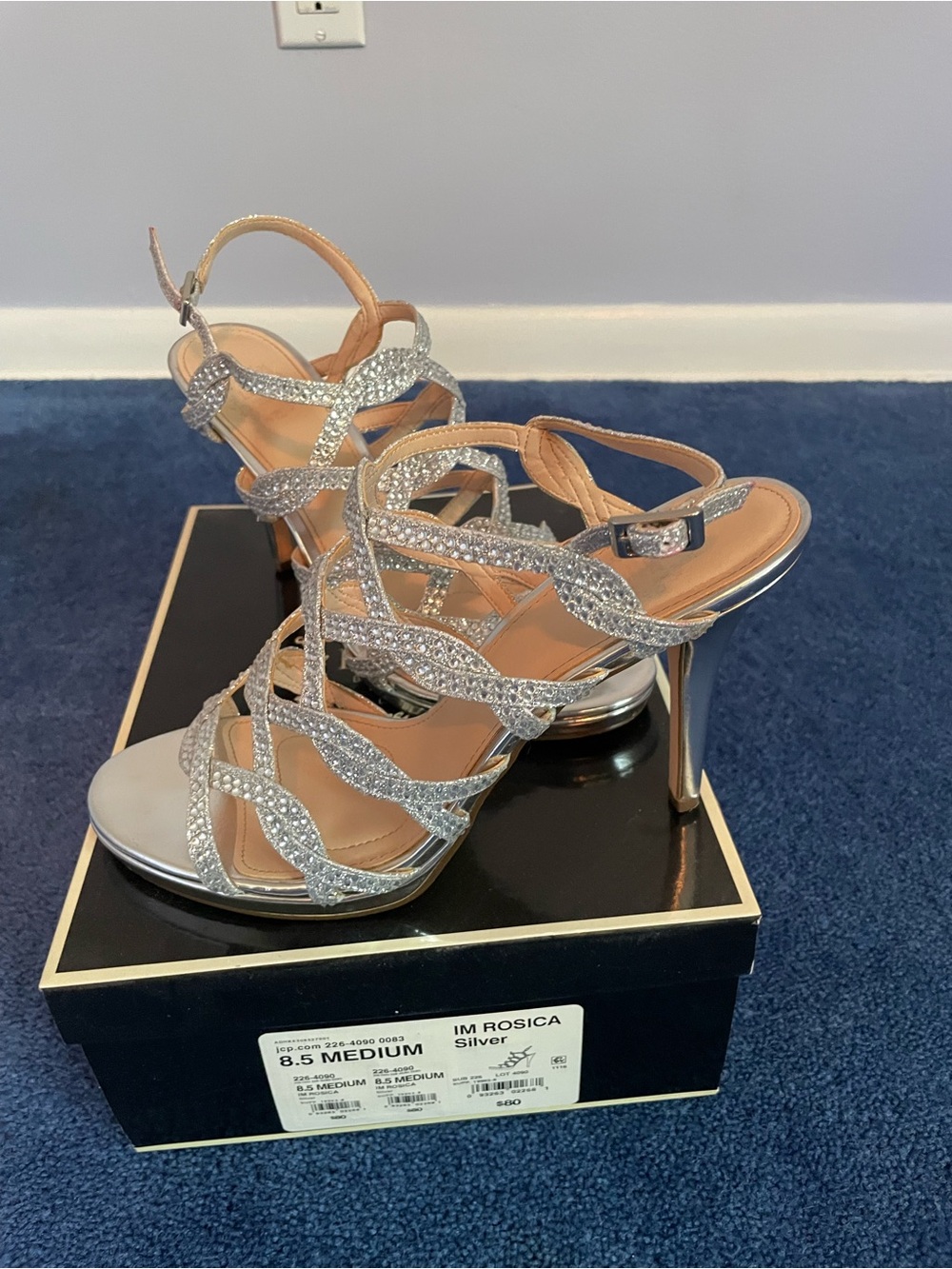 IM Rosica Silver Embellished Strappy High Heel Sandals